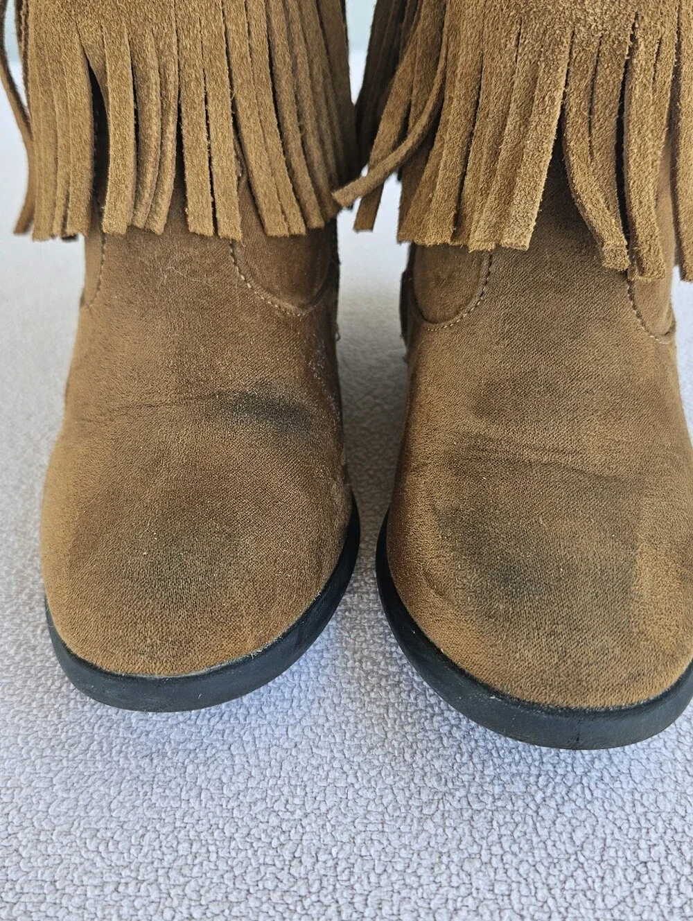 Cat & Jack Fringe Brown Boot Girl SZ 10 Half Zip Boho Western Country Rodeo